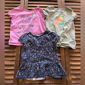 Carter's Girls Short Sleeve Tee Bundle - Purple/Pink, Olive & Navy Floral Size 7